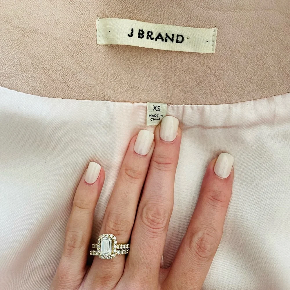 J Brand Lamb Leather Biker Jacket Blush Pink Tea Rose Size XS - Picture 9 of 10